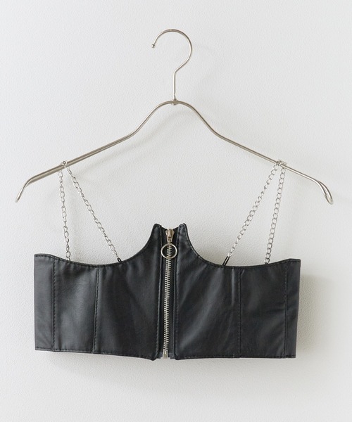セール】Chain Fake Leather bustier / チェーンフェイクレザー