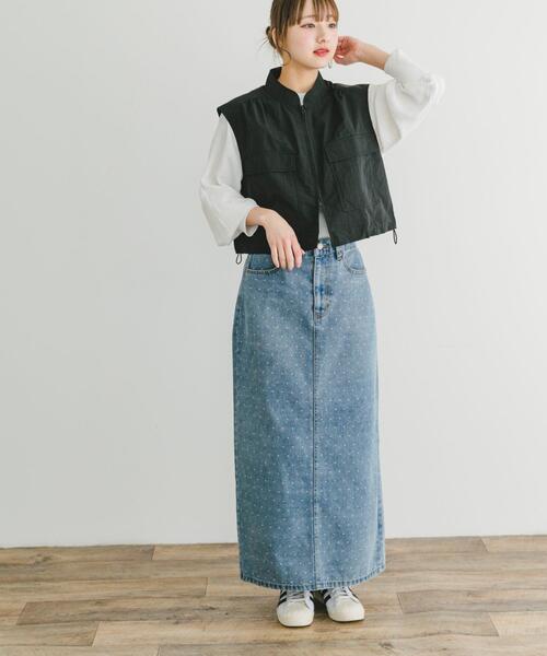 ITEMS URBANRESEARCH(アイテムズ アーバンリサーチ)の「デニムドットスカート(スカート・レディース・ブラック/ブルー・FREE)」の15枚目の写真