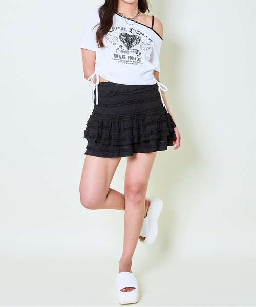 GORGE（ゴージ）の「カットフリルミニスカパン/ティアードフリルミニスカート（インナーパンツ付き）（スカート・レディース・オフホワイト/ブラック・F）」の16枚目の写真