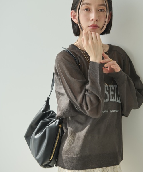 Shelly island（シェリーアイランド）の「ワンハンドルフェイクレザーバッグ（ショルダーバッグ・レディース・ブラック/ホワイト・FREE）」の4枚目の写真