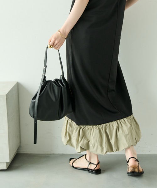 Shelly island（シェリーアイランド）の「ワンハンドルフェイクレザーバッグ（ショルダーバッグ・レディース・ブラック/ホワイト・FREE）」の9枚目の写真