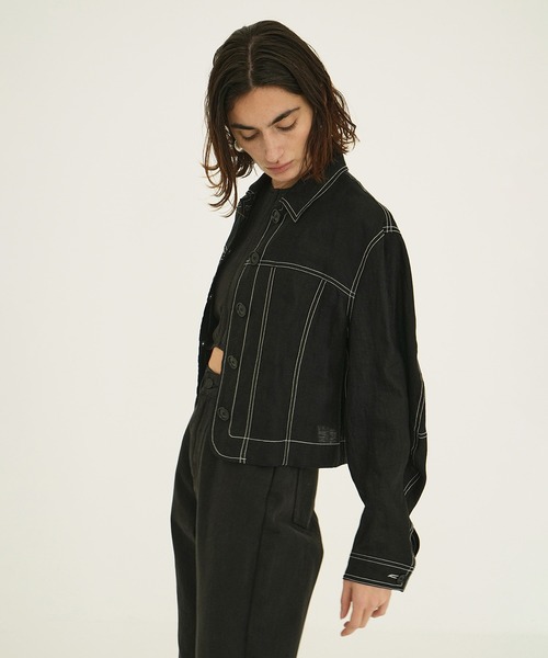 CLANE（クラネ）の「LINEN SHIRT JACKET（その他アウター・レディース・イエロー/ブラック・2/1）」の5枚目の写真