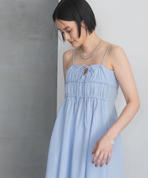 A part by（アパートバイ）の「サッカーストライプキャミワンピース（ワンピース・レディース・ブルー系その他3/ベージュ・FREE）」の7枚目の写真