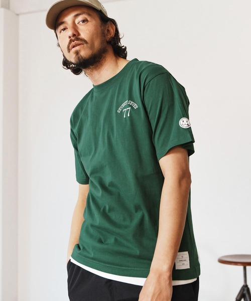 seventy seven(セブンティセブン)の「mt9664-middle onz S-S high end t-shirts (77arch) Tシャツ(Tシャツ/カットソー・メンズ・グリーン/ホワイト/ブラック・S/M/L/XL)」の1枚目の写真