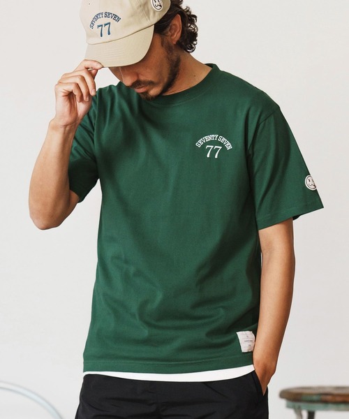 seventy seven(セブンティセブン)の「mt9664-middle onz S-S high end t-shirts (77arch) Tシャツ(Tシャツ/カットソー・メンズ・グリーン/ホワイト/ブラック・S/M/L/XL)」の5枚目の写真