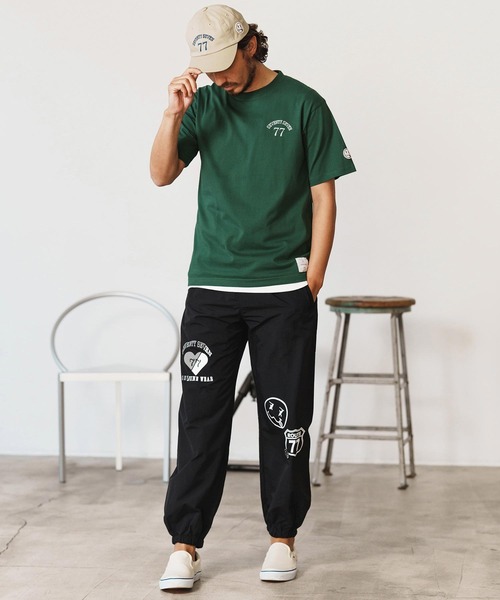 seventy seven(セブンティセブン)の「mt9664-middle onz S-S high end t-shirts (77arch) Tシャツ(Tシャツ/カットソー・メンズ・グリーン/ホワイト/ブラック・S/M/L/XL)」の7枚目の写真