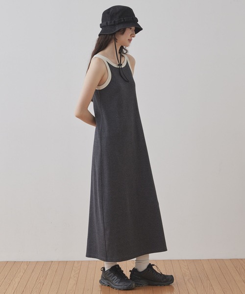 Unblend】カップ付き 配色アメスリ タンクトップ ワンピース Unblend