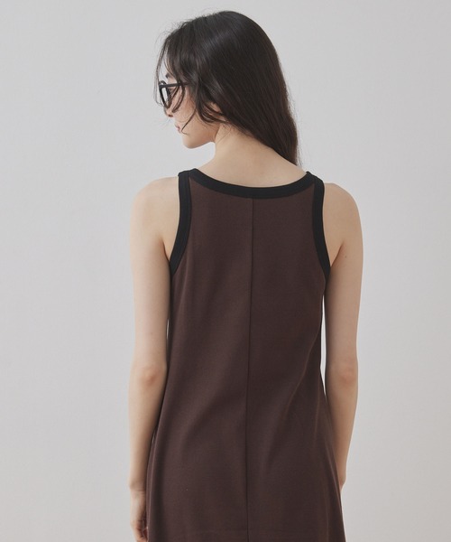 セール】【Unblend】カップ付き 配色アメスリ タンクトップ ワンピース