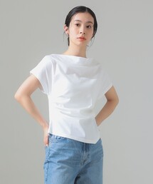 Demi-Luxe BEAMS | アシンメトリーヘム ハーフスリーブ プルオーバー(Tシャツ/カットソー)