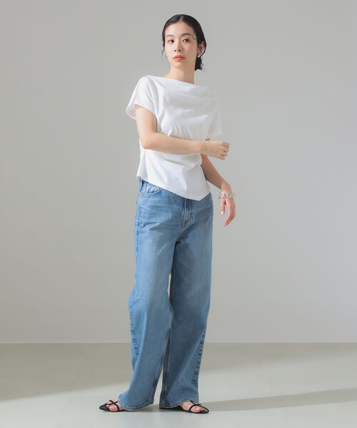アシンメトリーヘム ハーフスリーブ プルオーバー（Tシャツ