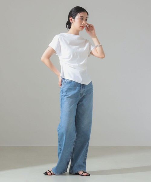 アシンメトリーヘム ハーフスリーブ プルオーバー（Tシャツ