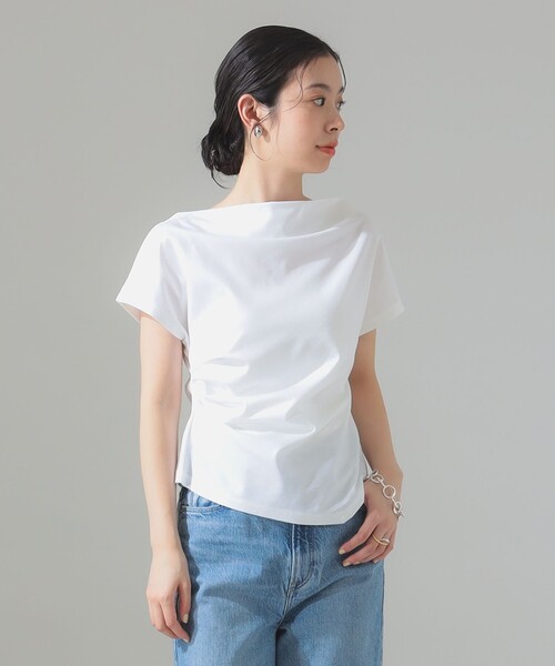 アシンメトリーヘム ハーフスリーブ プルオーバー（Tシャツ