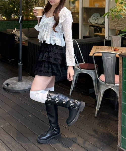 continuer de NICE CLAUP（コンティニューデナイスクラップ）の「【@re.__mi23セレクト】カットジャガードラッフルカーディガン（カーディガン/ボレロ・レディース・アイボリー/オフホワイト/ベージュ/ブラック・FREE）」の19枚目の写真