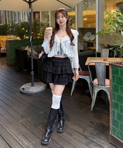 continuer de NICE CLAUP（コンティニューデナイスクラップ）の「【@re.__mi23セレクト】カットジャガードラッフルカーディガン（カーディガン/ボレロ・レディース・アイボリー/オフホワイト/ベージュ/ブラック・FREE）」の20枚目の写真