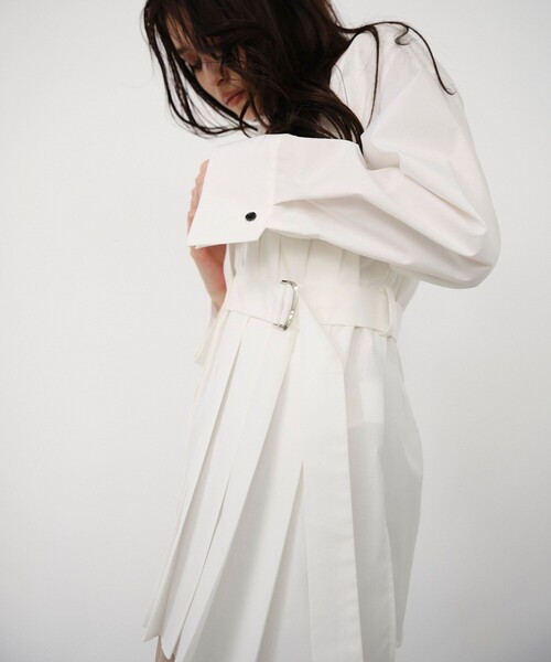 セール】ベルテッドプリーツロングシャツ｜ウォッシャブル