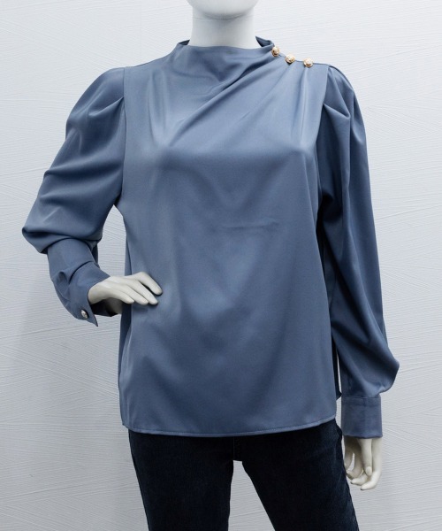 Miniministore（ミニミニストア）の「ドレープブラウス 韓国風ブラウスきれいめ（シャツ/ブラウス・レディース・ホワイト/ベージュ/ダークブルー/ミント/スモークピンク・FREE）」の9枚目の写真