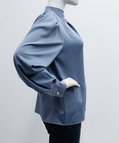 Miniministore（ミニミニストア）の「ドレープブラウス 韓国風ブラウスきれいめ（シャツ/ブラウス・レディース・ホワイト/ベージュ/ダークブルー/ミント/スモークピンク・FREE）」の10枚目の写真