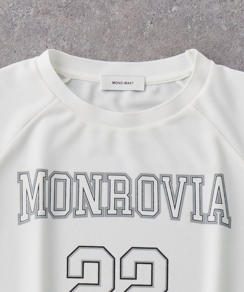 ナンバリングプリントラグランメッシュ半袖クルーネックTシャツ MONO