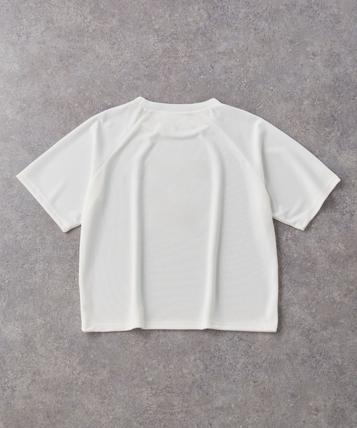 ナンバリングプリントラグランメッシュ半袖クルーネックTシャツ