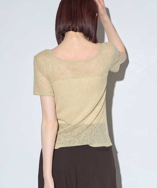 leimn（レイムン）の「チョーカー付きシアーワッフル半袖Tシャツ（Tシャツ/カットソー・レディース・ライトグリーン/ブラック・FREE）」の12枚目の写真