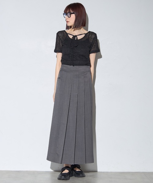 leimn（レイムン）の「チョーカー付きシアーワッフル半袖Tシャツ（Tシャツ/カットソー・レディース・ライトグリーン/ブラック・FREE）」の6枚目の写真