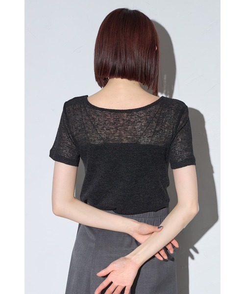 leimn（レイムン）の「チョーカー付きシアーワッフル半袖Tシャツ（Tシャツ/カットソー・レディース・ライトグリーン/ブラック・FREE）」の5枚目の写真