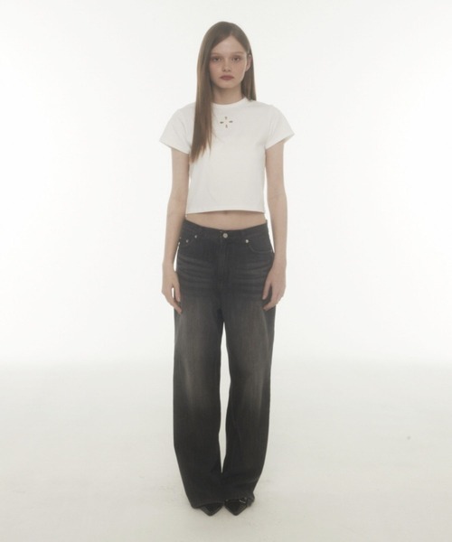 Midnight Move（ミッドナイトムーブ）の「Midnight Move／4ホールクロップT（Tシャツ/カットソー・レディース・ブラック/グレー/アイボリー・FREE）」の5枚目の写真