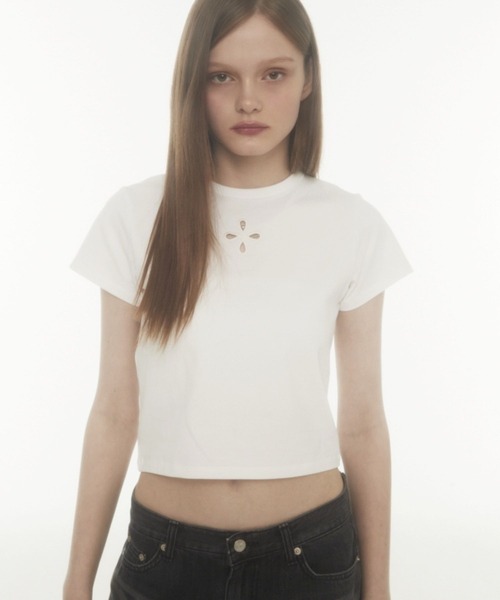 Midnight Move（ミッドナイトムーブ）の「Midnight Move／4ホールクロップT（Tシャツ/カットソー・レディース・ブラック/グレー/アイボリー・FREE）」の9枚目の写真