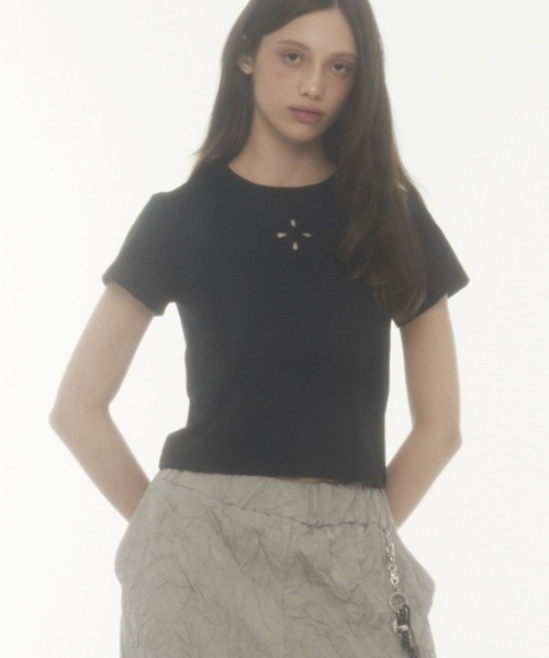 Midnight Move（ミッドナイトムーブ）の「Midnight Move／4ホールクロップT（Tシャツ/カットソー・レディース・ブラック/グレー/アイボリー・FREE）」の15枚目の写真