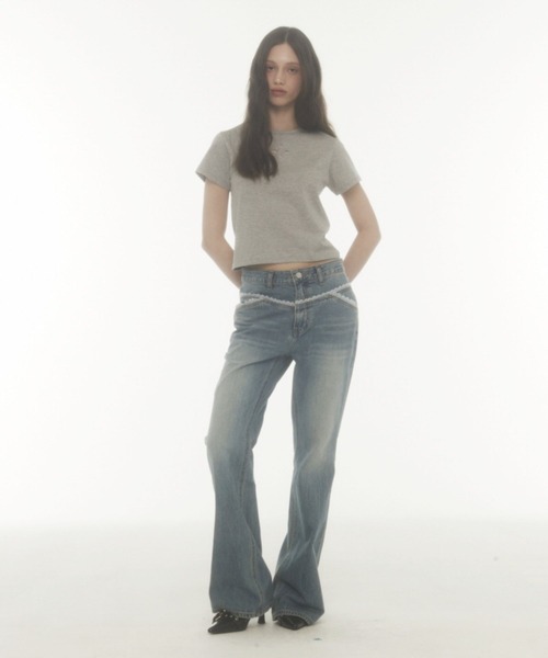 Midnight Move（ミッドナイトムーブ）の「Midnight Move／4ホールクロップT（Tシャツ/カットソー・レディース・ブラック/グレー/アイボリー・FREE）」の16枚目の写真