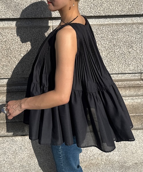 JENNE(ジェンヌ)の「JENNE プリーツボリュームトップス(Tシャツ/カットソー・レディース・ホワイト/ブラック/オレンジ・MEDIUM/LARGE/SMALL)」の10枚目の写真