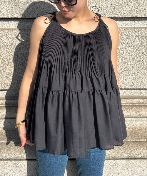 JENNE(ジェンヌ)の「JENNE プリーツボリュームトップス(Tシャツ/カットソー・レディース・ホワイト/ブラック/オレンジ・MEDIUM/LARGE/SMALL)」の13枚目の写真