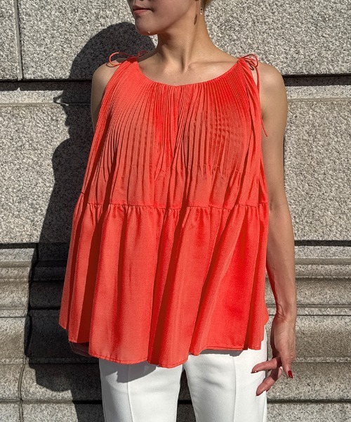 JENNE(ジェンヌ)の「JENNE プリーツボリュームトップス(Tシャツ/カットソー・レディース・ホワイト/ブラック/オレンジ・MEDIUM/LARGE/SMALL)」の16枚目の写真
