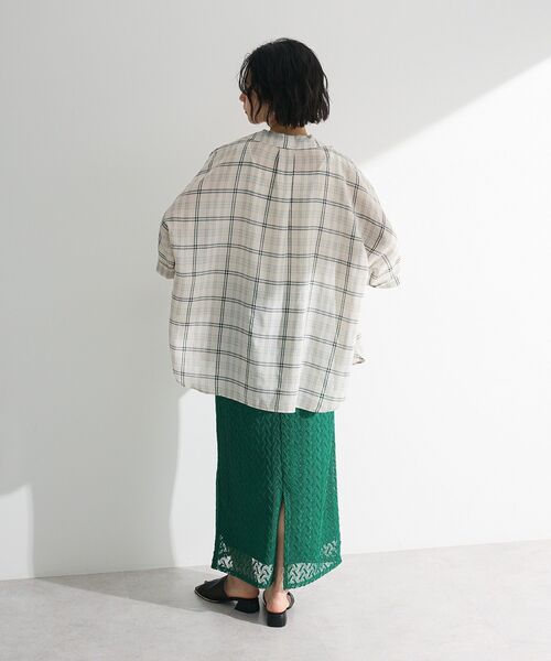Green　Parks（グリーンパークス）の「開襟シアージャケット風シャツ（シャツ/ブラウス・レディース・グリーン/レッド/チェック/ブラック/ホワイト系その他2・FREE）」の9枚目の写真