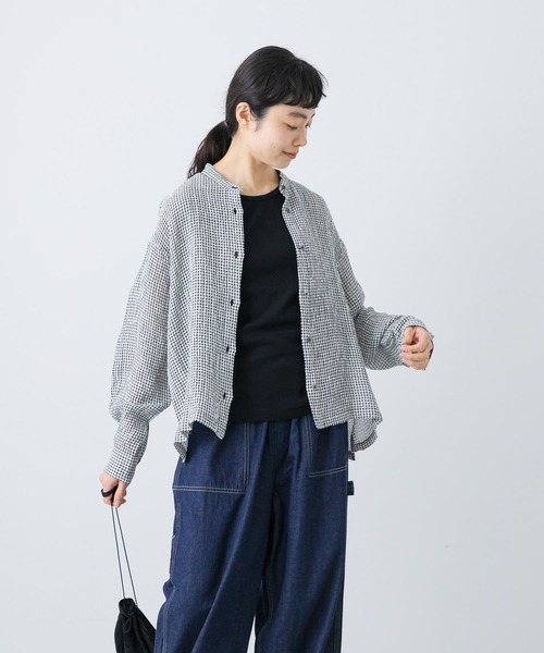 かぐれ(カグレ)の「リネンキュプラドライシャツ(シャツ/ブラウス・レディース・ホワイト系その他/ブラック・FREE)」の14枚目の写真