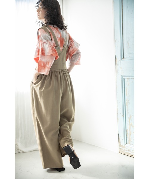 OSMOSIS（オズモーシス）の「タイダイショルダーフリルTシャツ（Tシャツ/カットソー・レディース・カーキ/オレンジ/チャコール・ONE SIZE）」の11枚目の写真