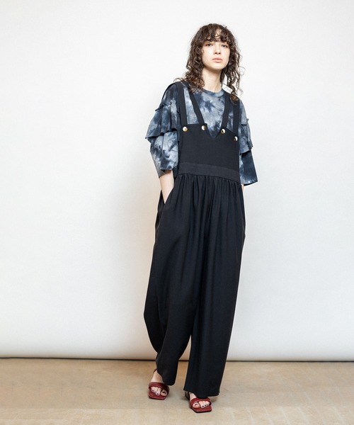 OSMOSIS（オズモーシス）の「タイダイショルダーフリルTシャツ（Tシャツ/カットソー・レディース・カーキ/オレンジ/チャコール・ONE SIZE）」の18枚目の写真