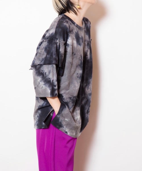 tシャツ タイダイショルダーフリルTシャツ レディース OSMOSIS｜タイダイショルダーフリルTシャツ | Rakuten Fashion