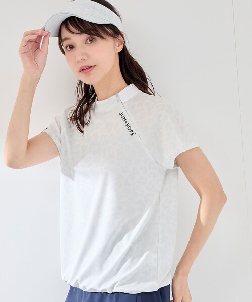 JUN&ROPE'（ジュンアンドロペ）の「【UV CARE】【吸水速乾】【ストレッチ】アニマル柄ジャガードドロストプルオーバー（Tシャツ/カットソー・レディース・ピンク/グレー/ネイビー・M/L/S）」の2枚目の写真