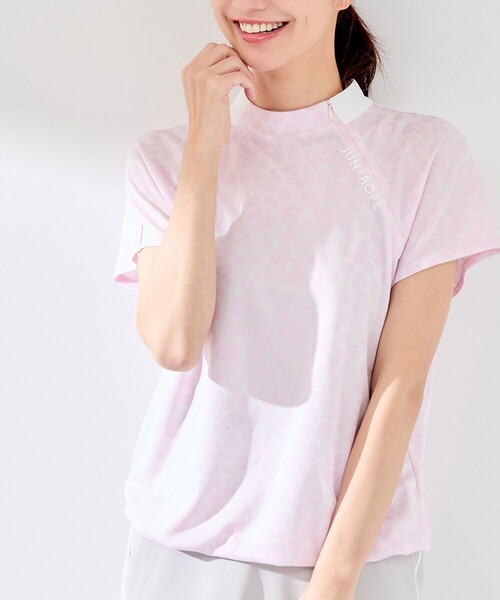 Jun & Ropé アニマル柄ジャガードドロストプルオーバー