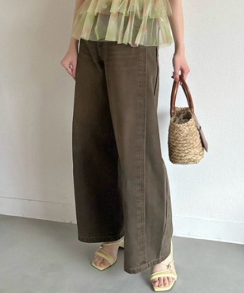 LILY BROWN リリーブラウン ルーズフィットワイドデニムパンツ サイズ0 セール】ルーズフィットワイドデニムパンツ（その他パンツ