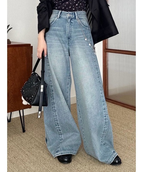 ルーズフィットワイドデニムパンツ（その他パンツ）｜LILY BROWN