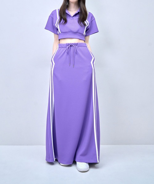 Nora Lily(ノラリリー)の「【Nora Lily】Shift Line Track Long Skirt(スカート・レディース・グリーン/ブルー/ブラック/パープル・FREE)」の4枚目の写真