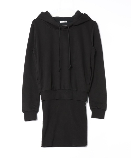 GYDA(ジェイダ)の「ドッキングスウェットワンピース(ワンピース・レディース・グレー/オフホワイト/ブラック・FREE)」の1枚目の写真