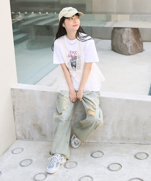 FREAK'S STORE（フリークスストア）の「オーガンジー レースレイヤードベスト（ベスト・レディース・ブラック/オフホワイト/グレー/ラベンダー・ﾌﾘ-）」の8枚目の写真