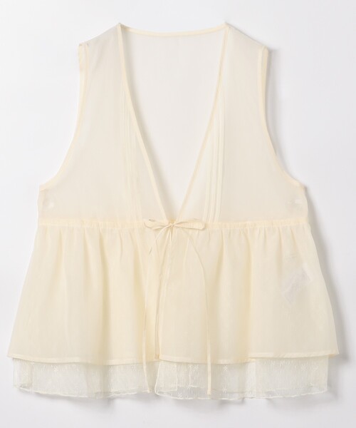 FREAK'S STORE（フリークスストア）の「オーガンジー レースレイヤードベスト（ベスト・レディース・ブラック/オフホワイト/グレー/ラベンダー・ﾌﾘ-）」の12枚目の写真