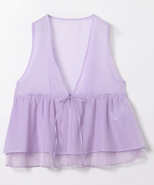 FREAK'S STORE（フリークスストア）の「オーガンジー レースレイヤードベスト（ベスト・レディース・ブラック/オフホワイト/グレー/ラベンダー・ﾌﾘ-）」の18枚目の写真