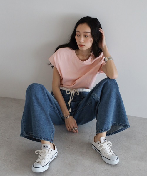 【汗染み防止】フレンチスリーブTシャツ
