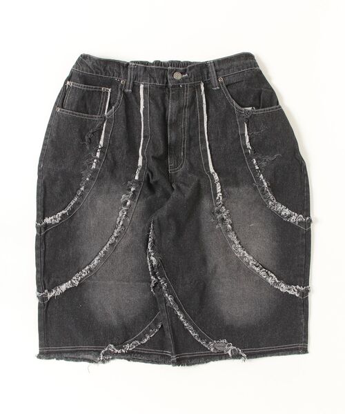 ATMARK(アットマーク)の「《フリーサイズ / UNISEX 》フリンジ ハーフパンツ ショートパンツ(デニムパンツ・メンズ・ブラック/インディゴブルー・FREE)」の8枚目の写真