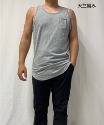 B'day（ビーデイ）の「裾ラウンド ロング丈 タンクトップ ワッフル＆天竺＆ボーダー（タンクトップ）」